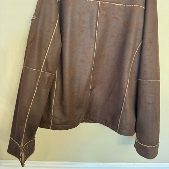 Whispering Smith Jacket Size XXL Brown Faux Suede Sherpa Lined Full Zip Western - Picture 11 of 16